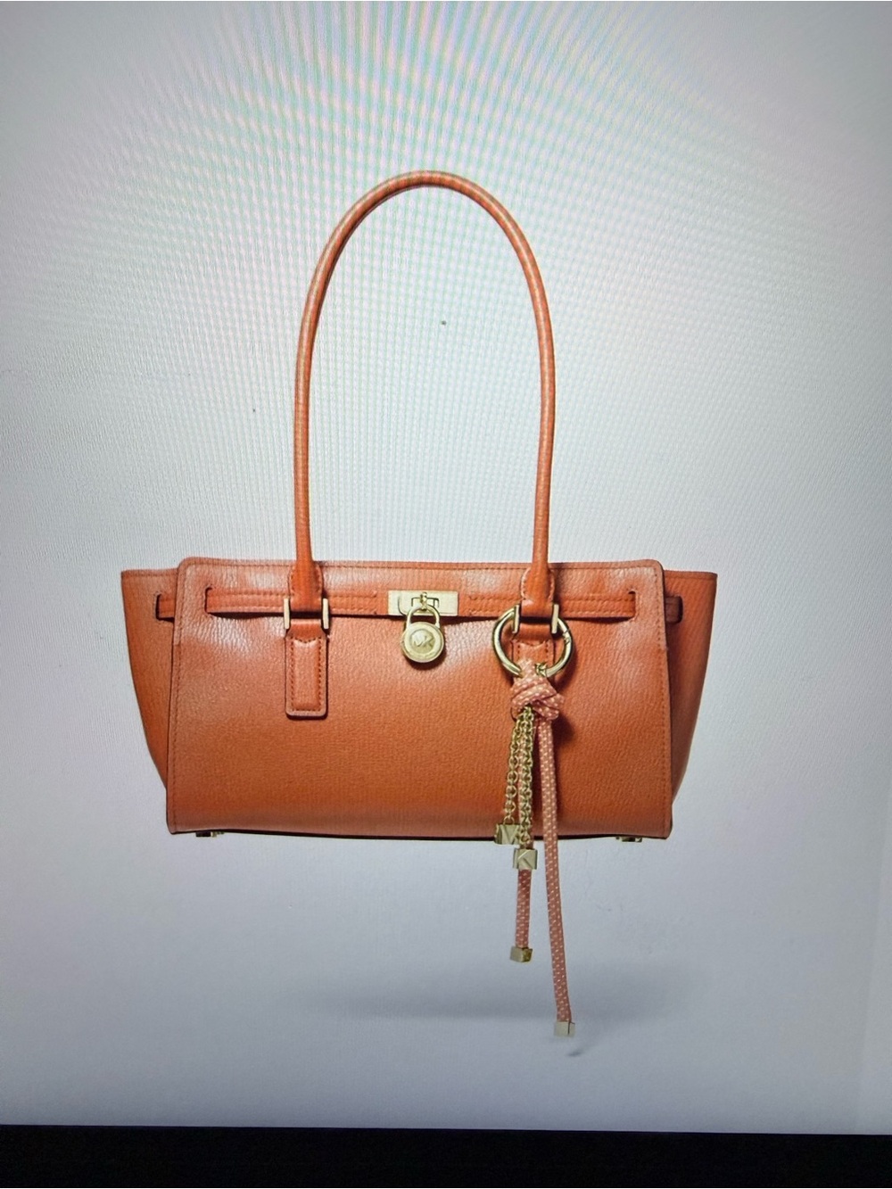 Michael Kors Cognac Leather Shoulder Bag with Gold Charm